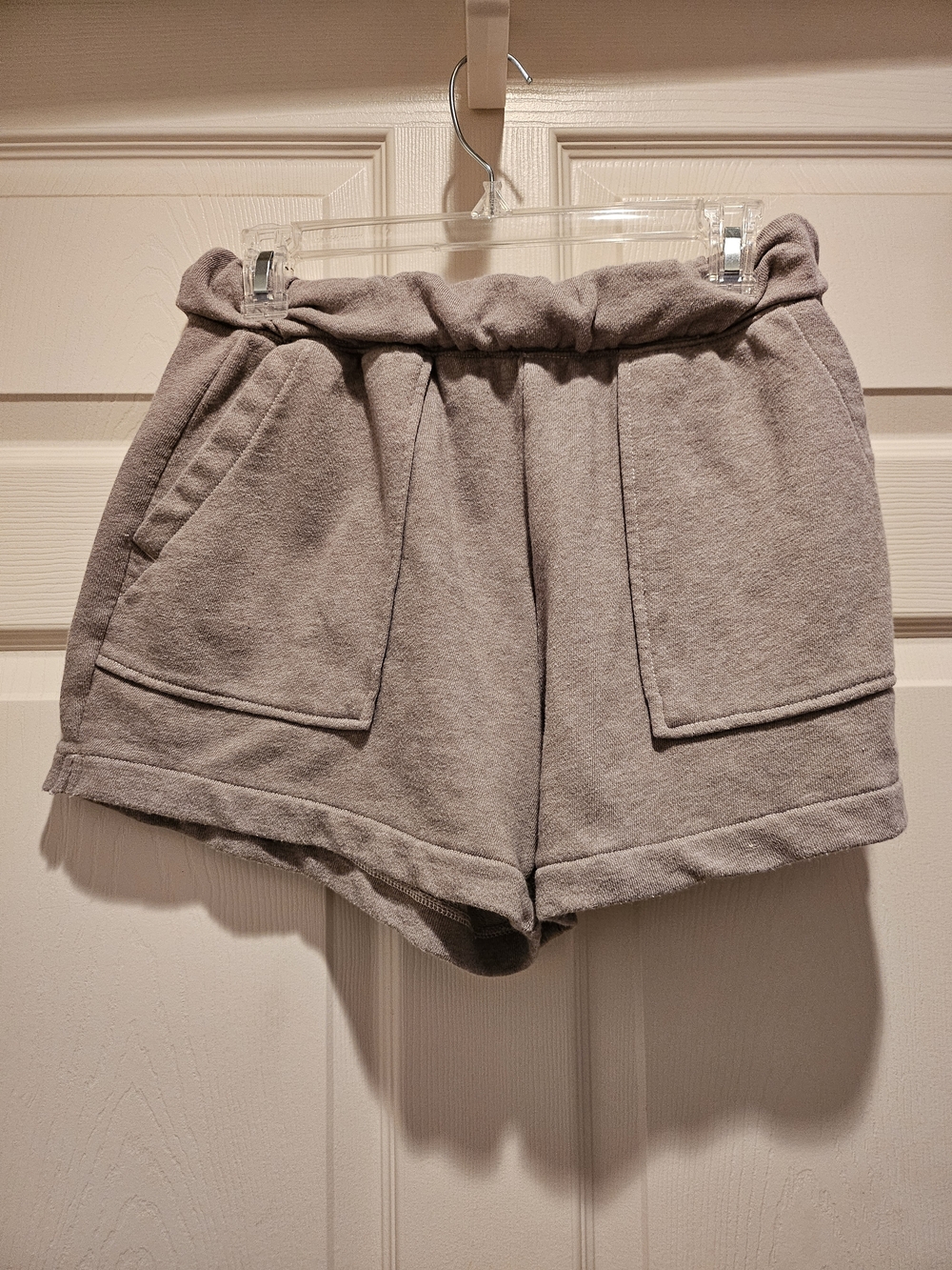 Arrie Shorts. Small Petite. Beige knit sweater texture.